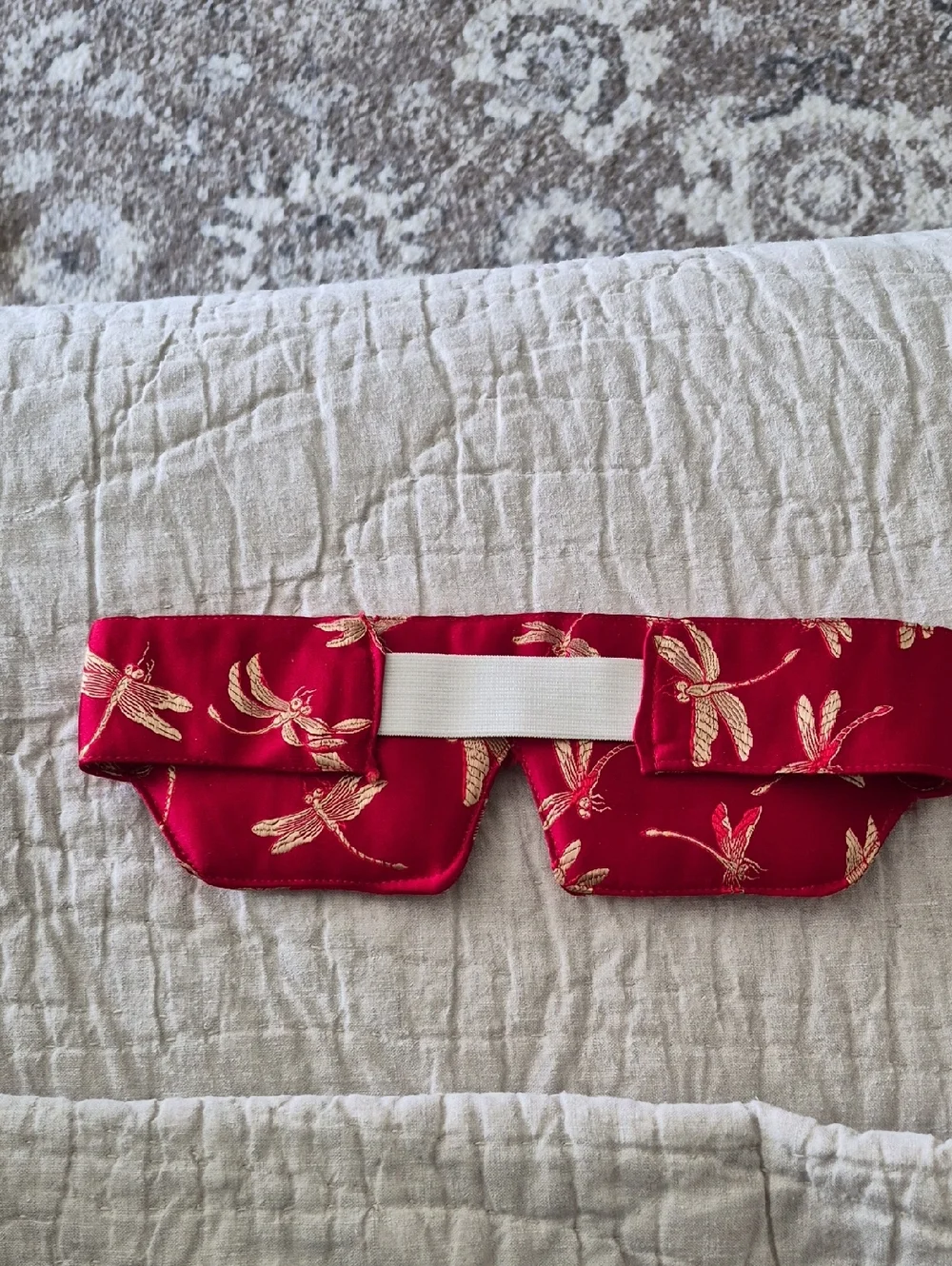 Red Silk Dragonfly Sleep Eye Mask